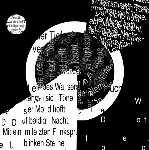 <img source='pic.gif' alt='Digitale Zeichnung schwarzer Kreis mit weißer Umrandung, durch die eine Schrift läuft'/>