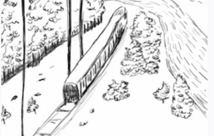 <img source='pic.gif'='Schwarz Weiß Zeichnung ein Zug fährt durch eine Schneelandschaft'/>